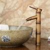 A84E-Luxury Brass Bathroom Faucet Basin Faucets Tall Bamboo Hot Cold Water Tap With Two Pipes Kitchen Outdoor Garden WC Taps