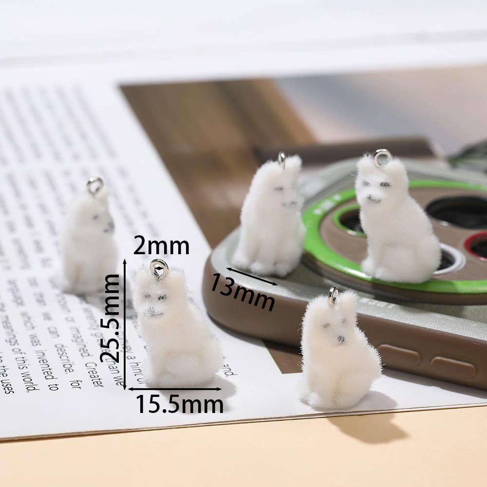 

1pc Flocking Puppy Dog Resin Charms Cute Animal Pendants Phone Chains Keychain Necklace Pendant for Jewelry Making Finding