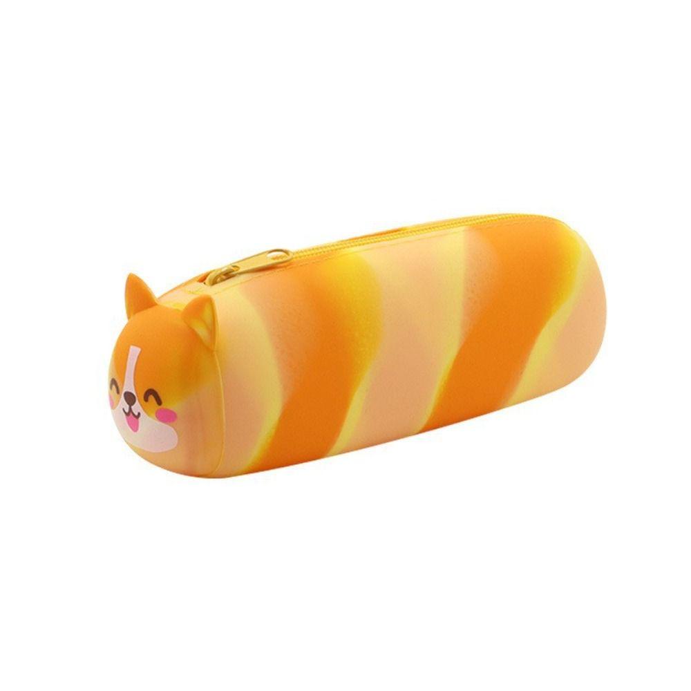 Soft Stationery Box Cartoon Animal Pouch Bag Cute Silicone Pencil Case  School