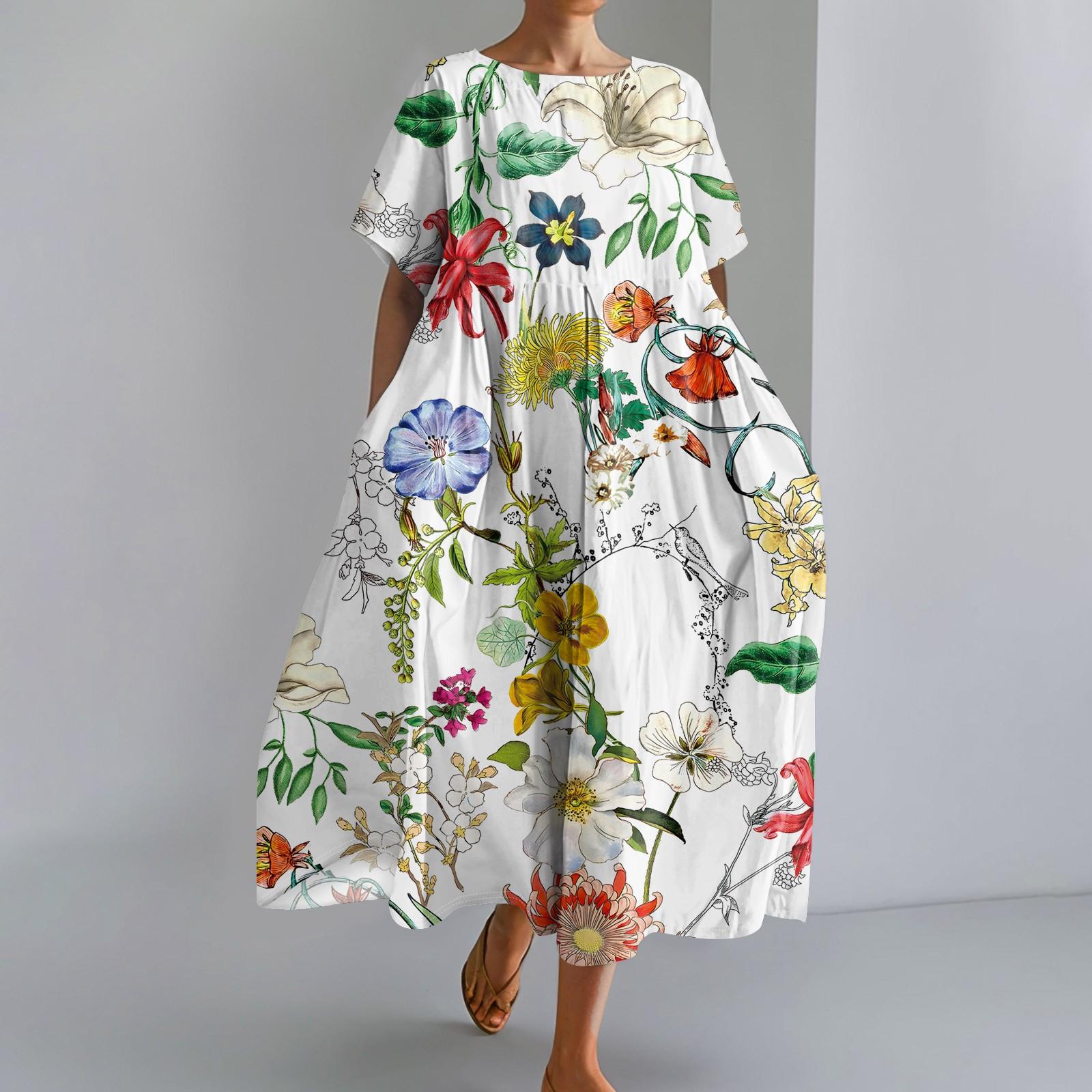 

Женское модное свободное платье с большим карманом и круглым вырезом с градиентным принтом и короткими рукавами XXXL