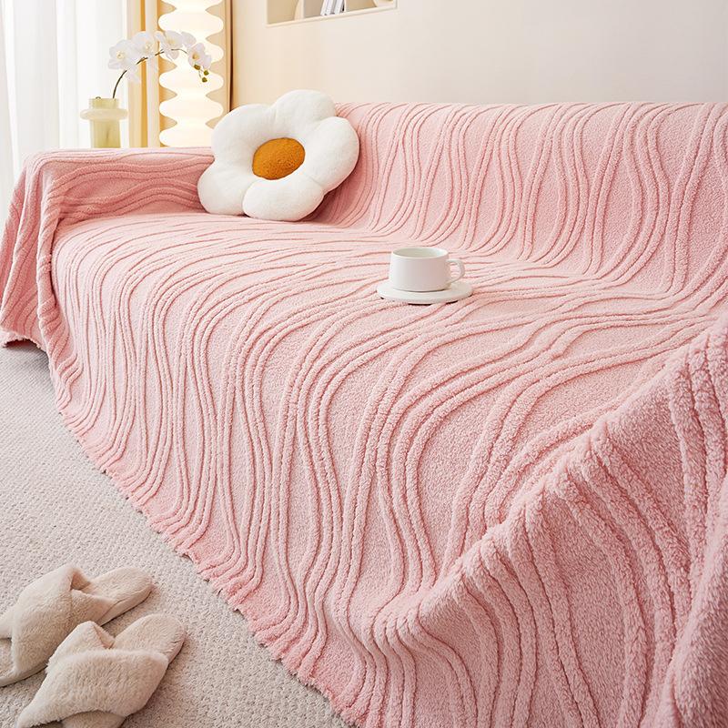 Удобный хлопковый бархатный утолщенный диванный чехол Ins Style Cream Style, нескользящий статический чехол для дивана, универсальный чехол All-Inclusive 180*130cm