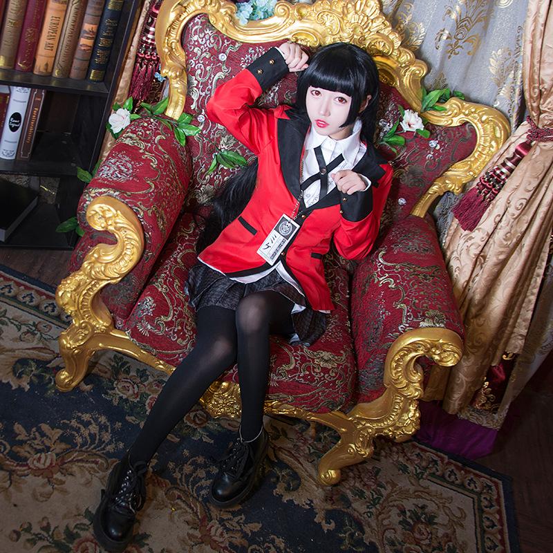Anime Kakegurui Yumeko Jabami Girls School Uniform Cosplay Costume