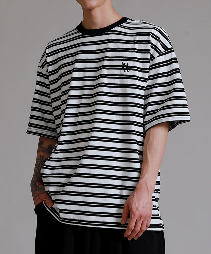 LIKE THE MOST Double Stripe Oversized Short Sleeve T-Shirt_White