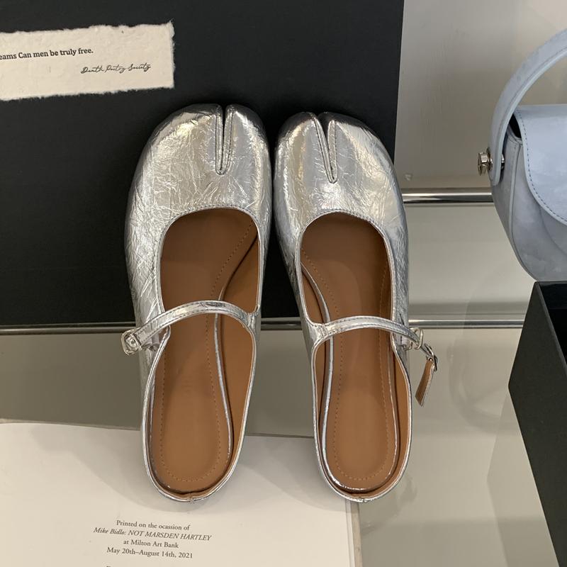 Fashion SUOJIALUN 2025 Summer New Women Slipper Fashion Split Toe Flat Heel Slip On Mules Shoes Soft Outdoor Casual Dress Sandal Slide