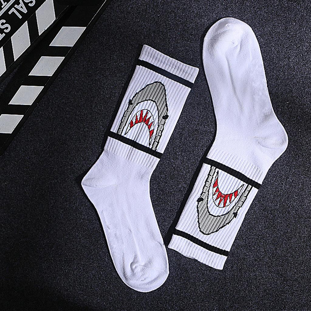 1 Pair Men Fashion Hip Hop Hit Color On Fire Crew Socks Red Flame Blaze Power Torch  Warmth Street Skateboard Cotton Socks