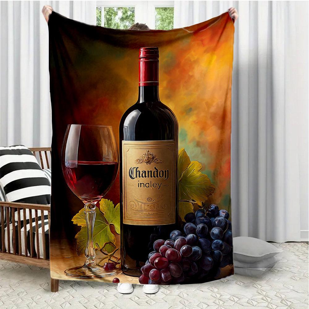

Retro Dolli Wine Theme Flannel printed blanket suitable for all seasons suitable for living room office sofa and travel 75x100cm