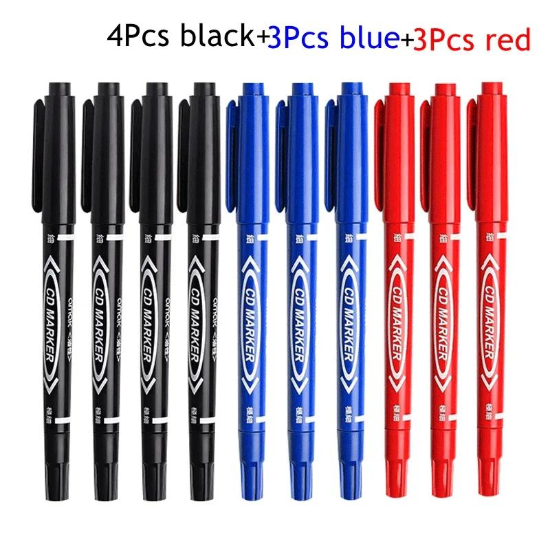 

10Pcs/set Double Tip Art Marker Pen | Black & Blue Permanent Paint Ink | for Plastic/Wood/Stone/Metal/Glass