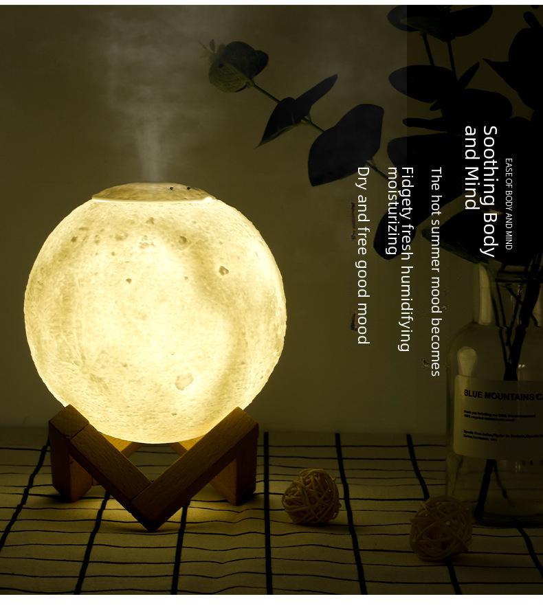 Moon Humidifier: Silent Night Light for Bedroom, Dorm, or Nursery - Ideal for Aromatherapy and Hydration