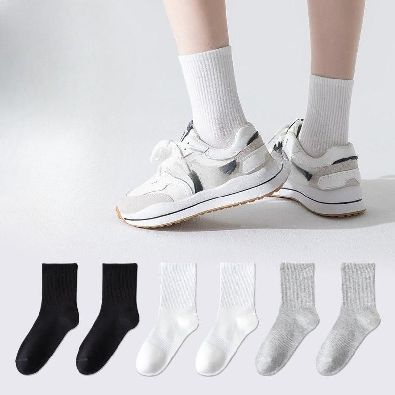Long-staple Cotton Socks In Solid Color, Antibacterial, Corset, Breathable and Odor-resistant, Business and Casual Pure Cotton Long Stockings