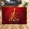 Christmas Print Doormat, Merry Xmas and Happy New Year Rug for Holiday Home Decor Gift, Entryway Mat