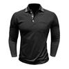 Spring Trend Men's Long Sleeve Casual Polo Shirts Solid Lapel Button Up Pullover Tops Autumn Turn Down Collar Polos