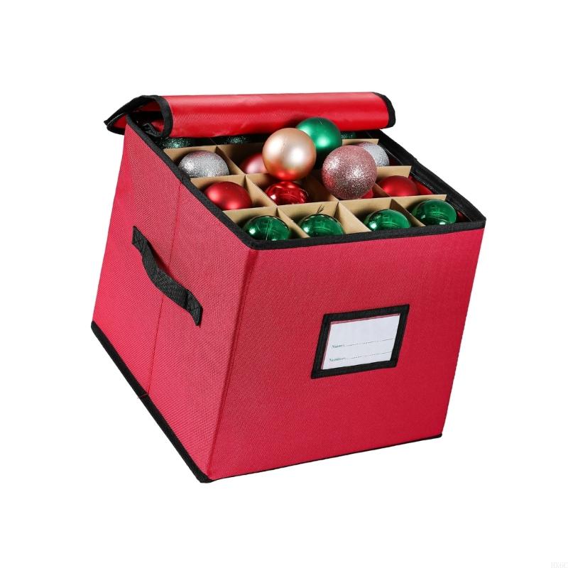 64 Grids Foldable Christmas Ornament Storage Box With Oxfords Fabric for Holiday Decorations Organization HX6C