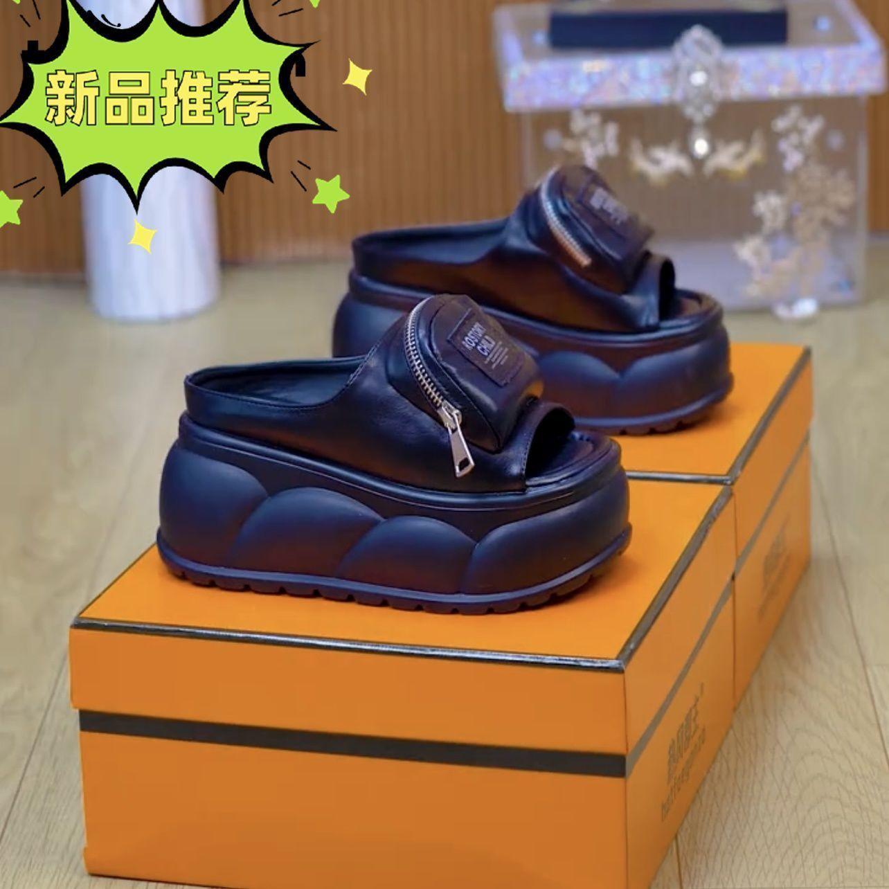 

Fashion 8Cm muffin thick-bottomed fashionable small schoolbag sandals women s 2025 summer new height-increasing and thin slippers 35