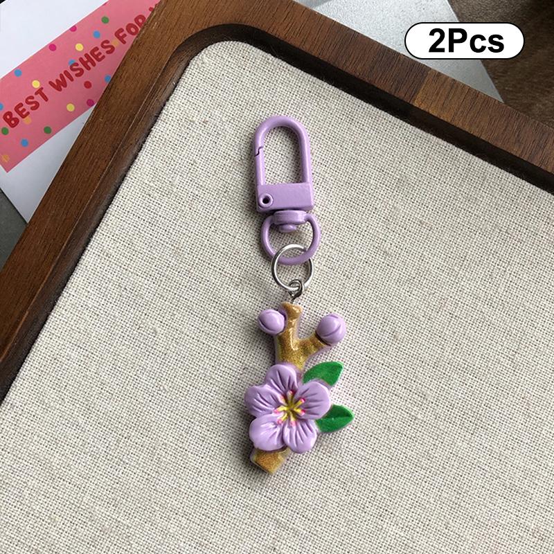 

2 шт. Милый брелок в виде ветки цветущей сливы, Подвески для рюкзака, Креативный милый цветочный брелок, Сладкий брелок-подвеска