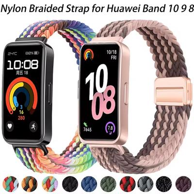 Nylon Strap For Huawei Band 10 9 8 Braided Comfortable Magnetic Buckle Adjustable Watchband for Huanwei Band 10/9/8 Accessories
