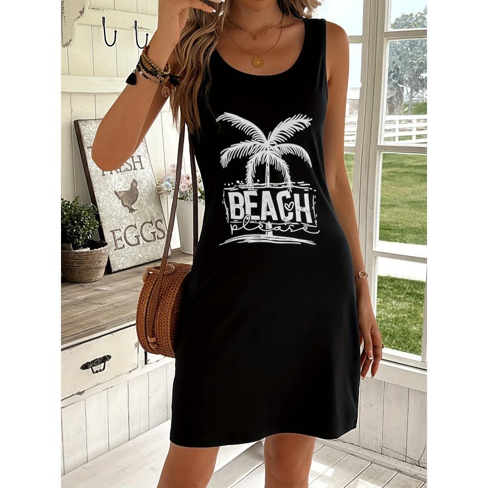 

Women s summer loose and comfortable casual sun and moon pattern printed black sleeveless vest skirt punk style dress XL