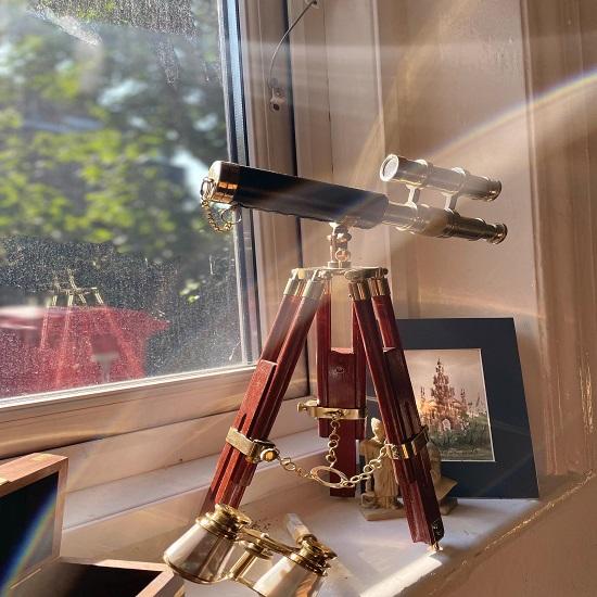 Brass Telescope with Handcrafted Wooden Tripod