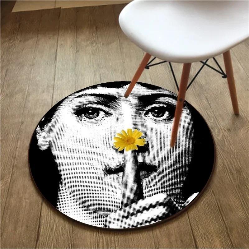 Black and White Girl Avatar 3D Carpet – Circle Rug for Living Room, Area Rug, Outdoor Rug, Room Decoration, Yoga Mat