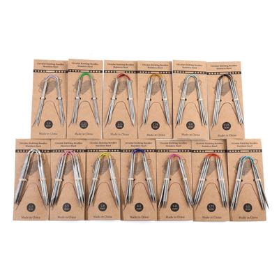 13Pairs Stainless Steel Circular Knitting Needle with Carbon Steel Cable 2.0mm-6.0mm for Knitting Yarn Craft Project