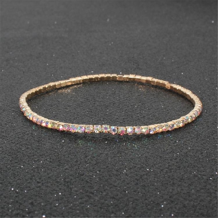 9Pcs Stackable Elastic Crystal Bead Bracelet Rhinestones Handchain Fashionable Stretch Wristchains Jewelry for Women