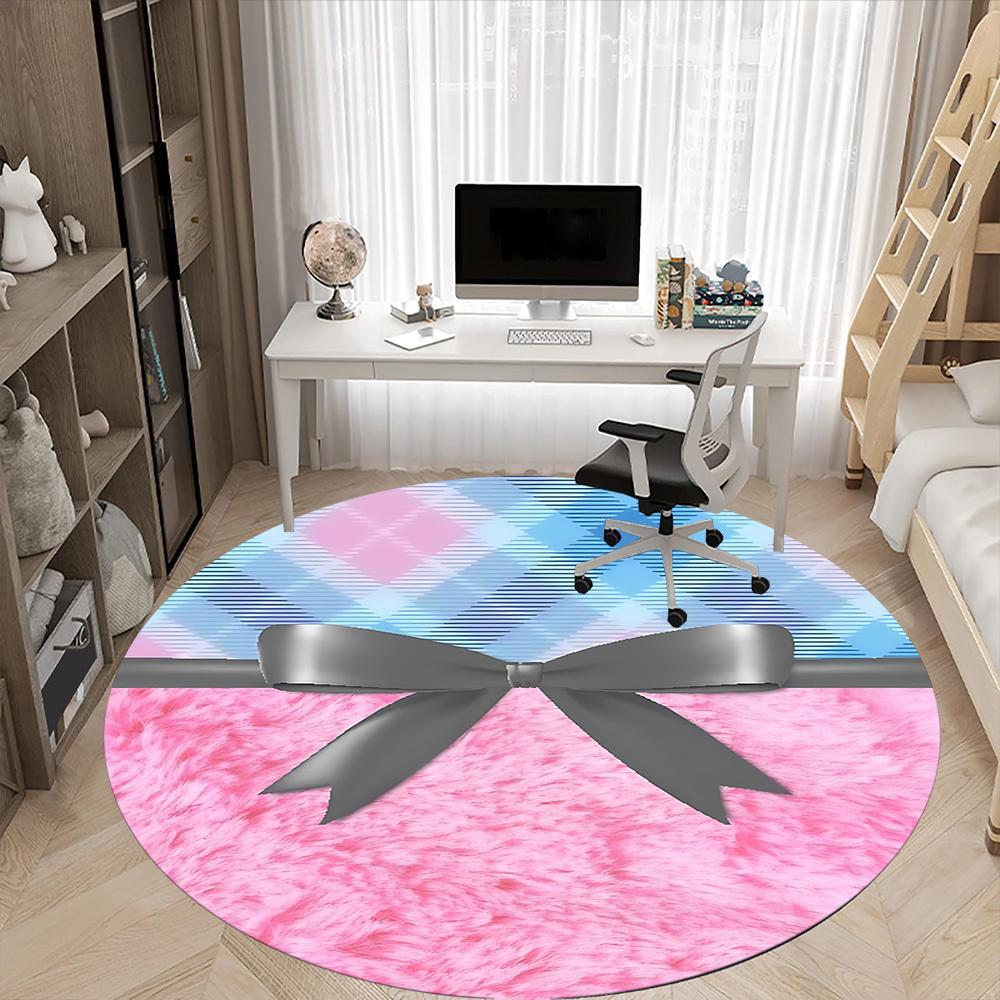 1pc Fuzzy BowChair Carpet for Office, Indoor Non-Slip Washable Polyester Fiber Carpet, Mat For Office, Machine Washable