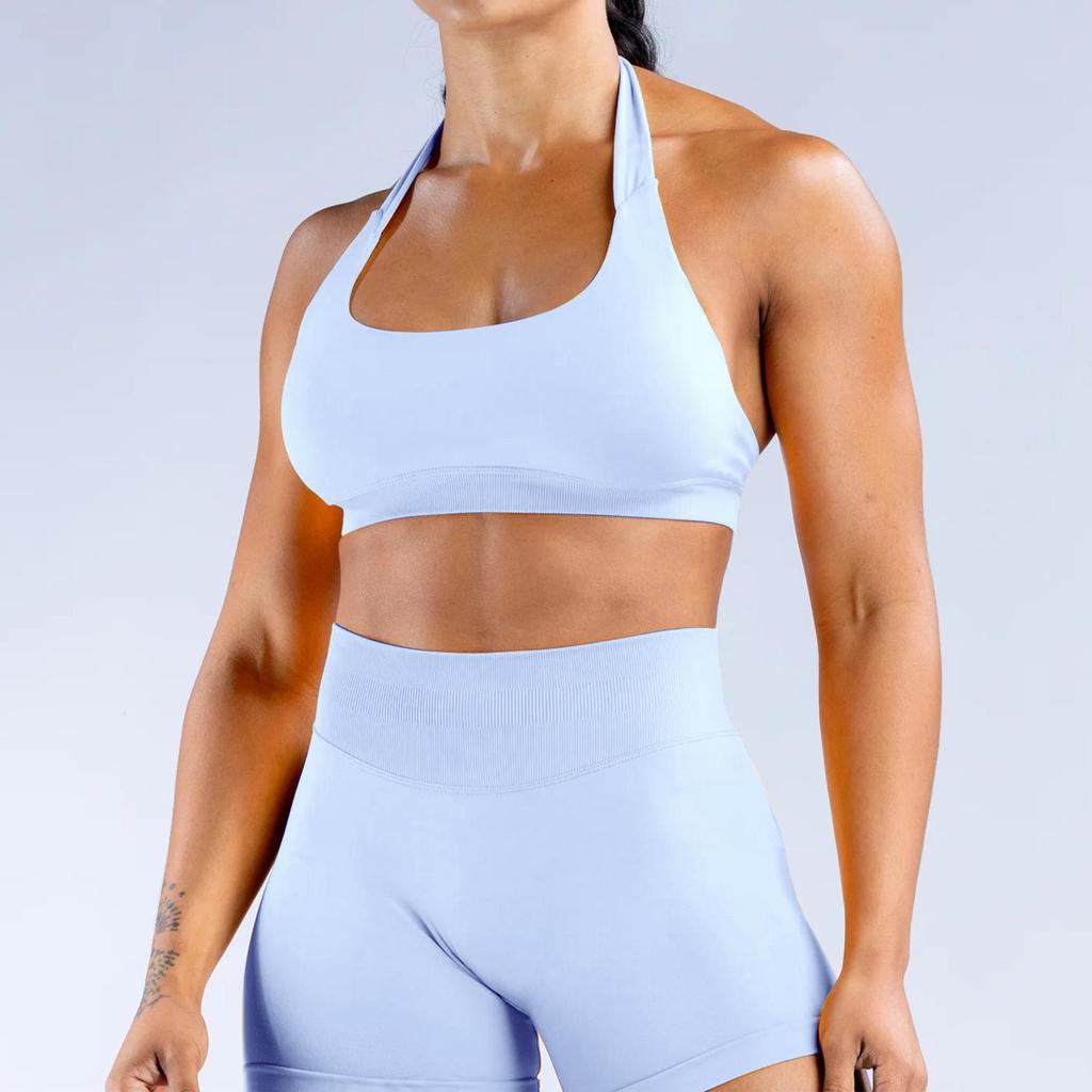 Macaron Color Women's Quick-Dry Low-Waist Yoga Pants & One-Shoulder Sports Bra with Pads