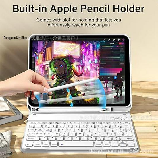 Compatible iPad 11th Gen 2025 A16 Bluetooth Keyboard Case - Magnetic, Detachable, Pen Slot, Gray Leather.