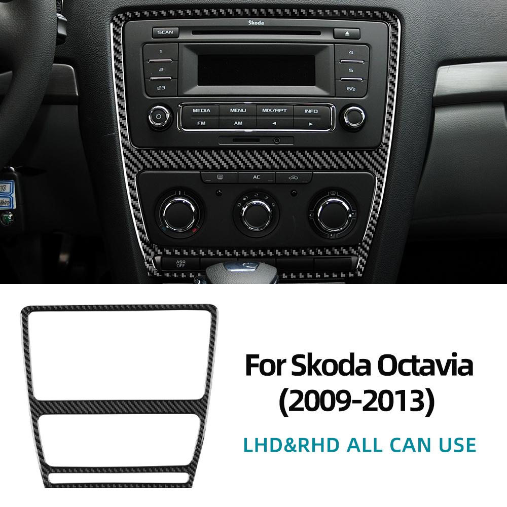 Real Soft Carbon Fiber Interior Center Console Trim For Skoda Octavia 1z3 1z5 A5 2009 2010 2011 2012 2013 Interior Accessories. BLACK CARBON FIBER