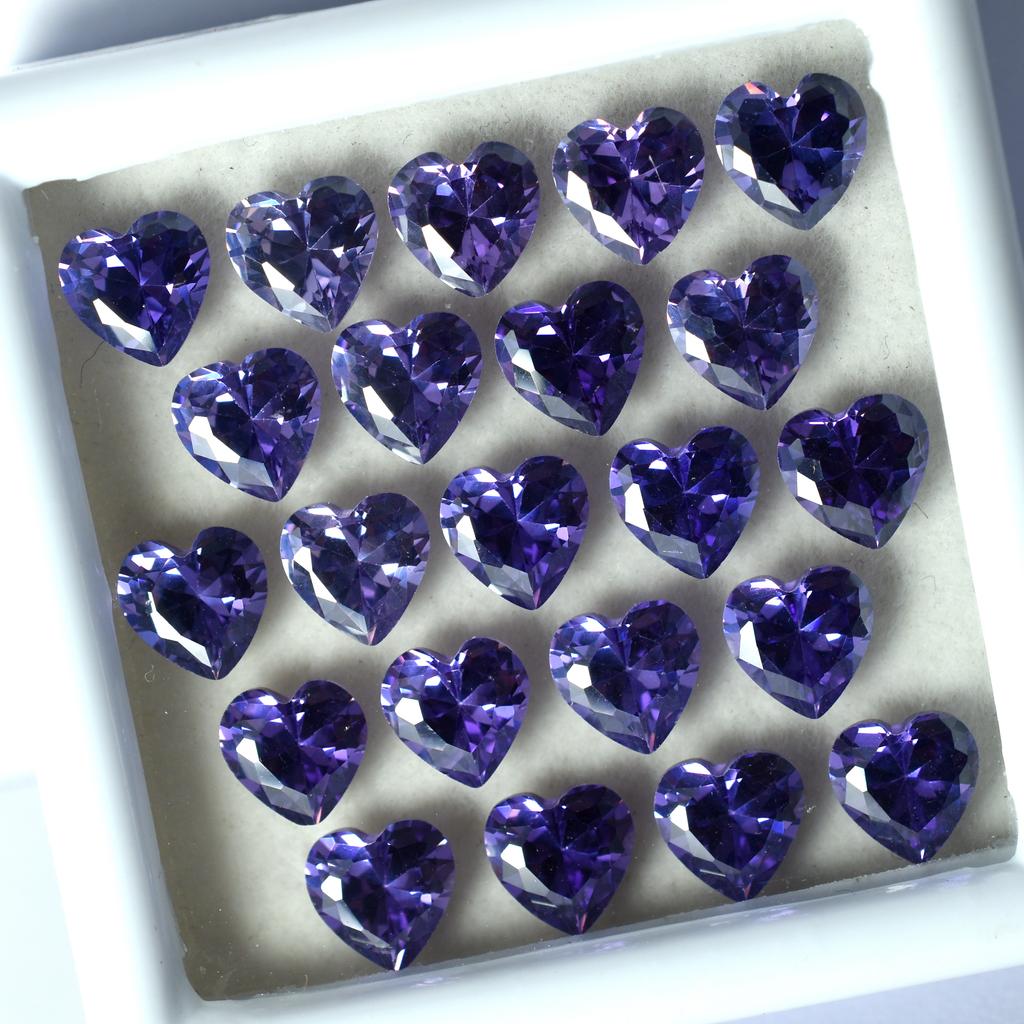 9 PCS Natural Purple Ceylon Sapphire Heart Cut Gemstone CERTIFIED Lot 6x6 MM RS-016