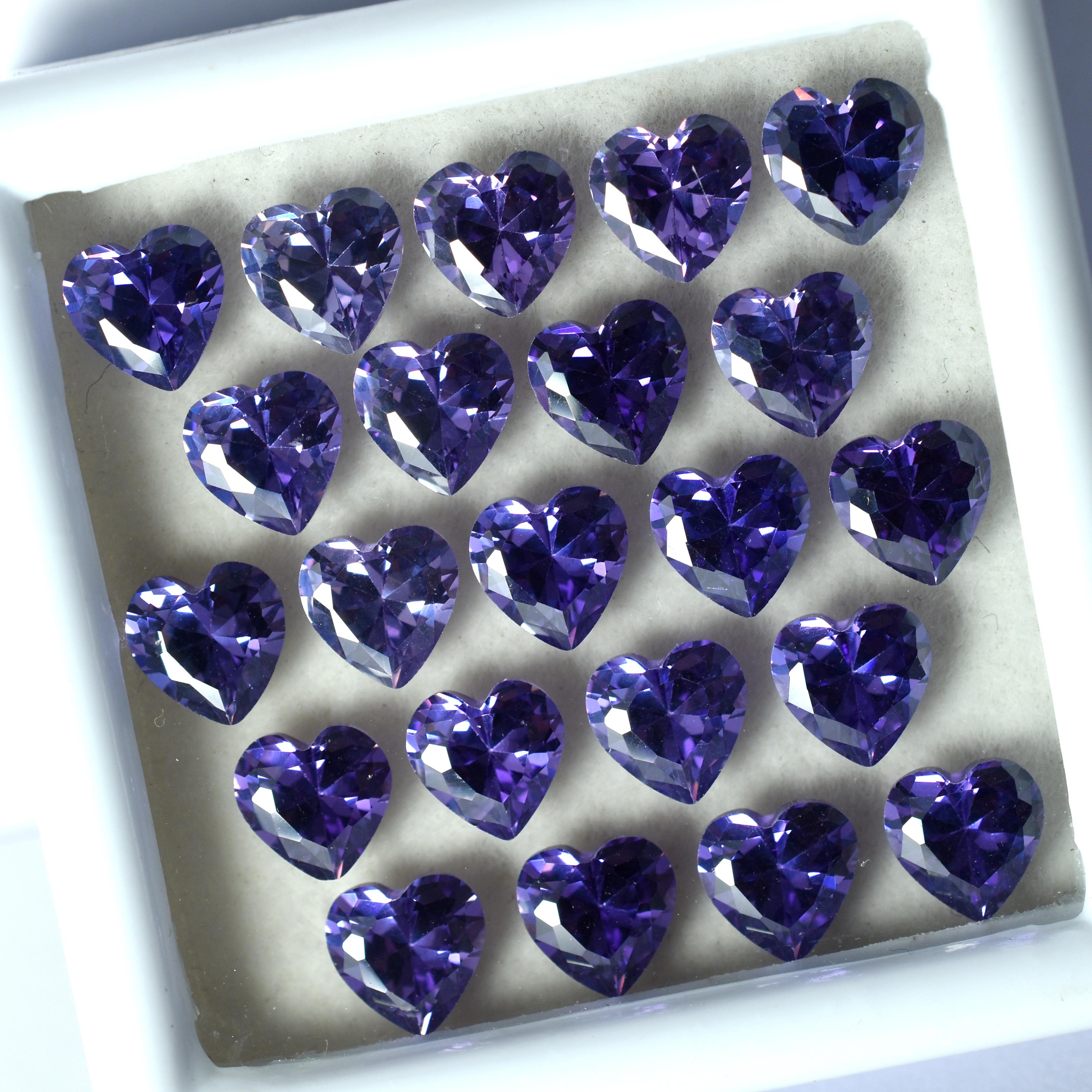 

9 PCS Natural Purple Ceylon Sapphire Heart Cut Gemstone CERTIFIED Lot 6x6 MM RS-016 6 mm фіолетовий