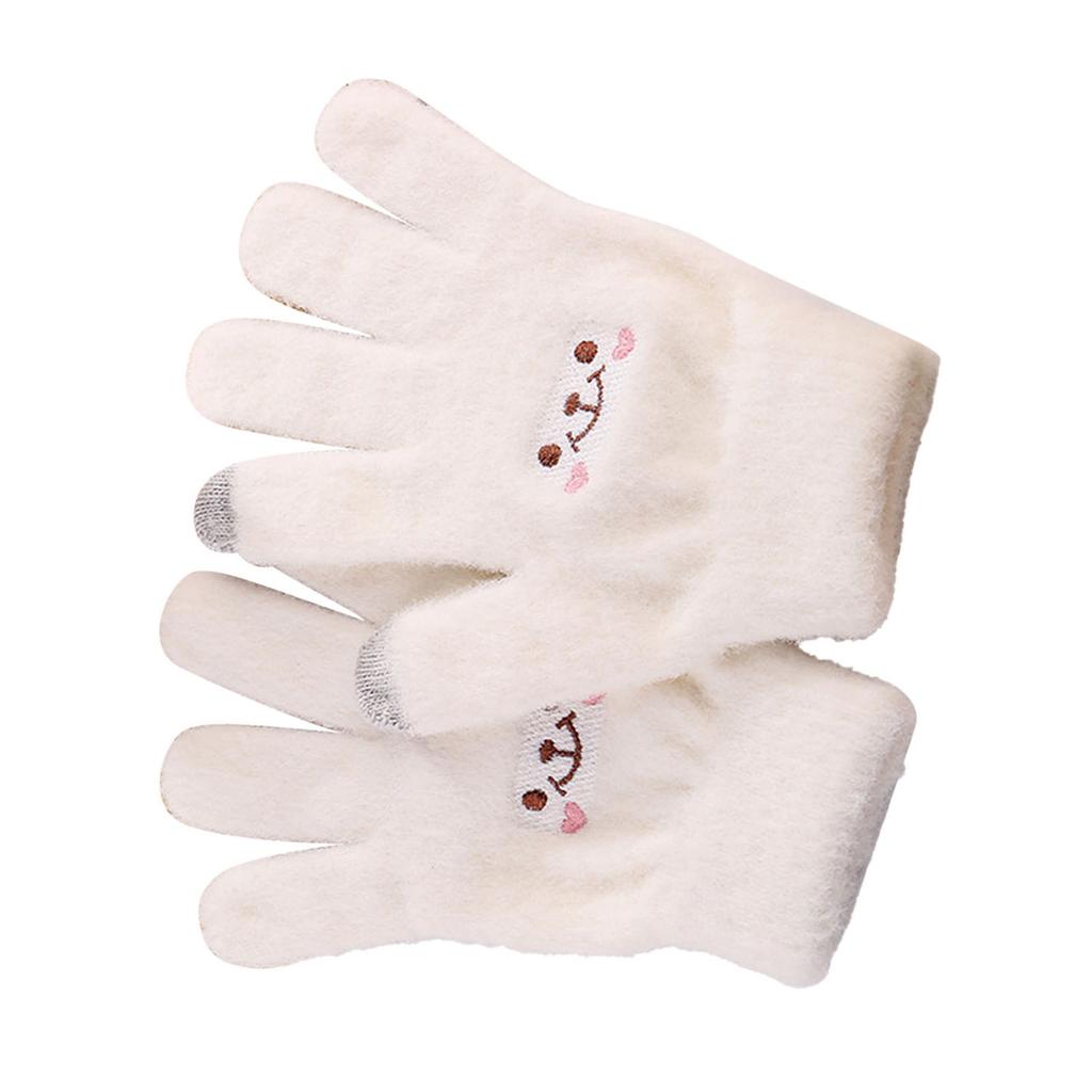 Winter   Glove Smile Face Design Elastic Thermal Warm Knit Glove for Women Girls