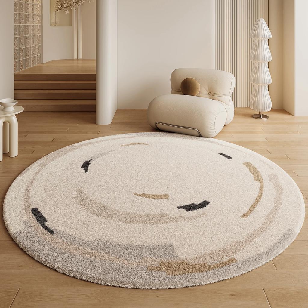 Cream Style Carpets for Living Room Fluffy Soft Round Bedroom Decor Rug Luxury Dressing Table Carpet Home Thick Plush Floor Mat