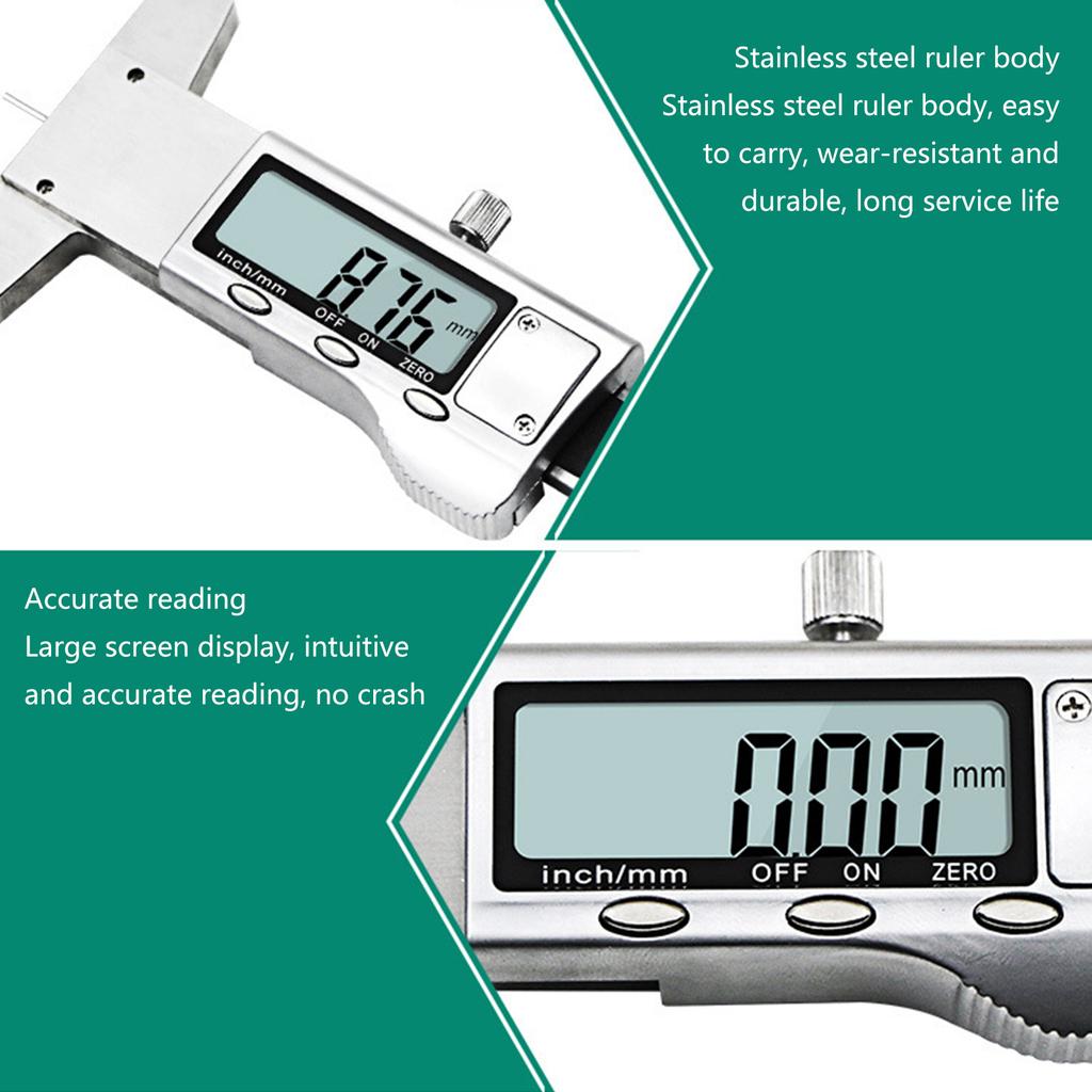 Tyre Tread Depth Measuring Tool Digital Stainless Steel LCD Display Tire Monitoring Gauge 0-25.4mm for SUV Vans Truck