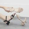 Suede Mid heels sandals women  Summer shoes women Fashion Buckle Strap Open toe sandals Square heel Riband female shoes 998