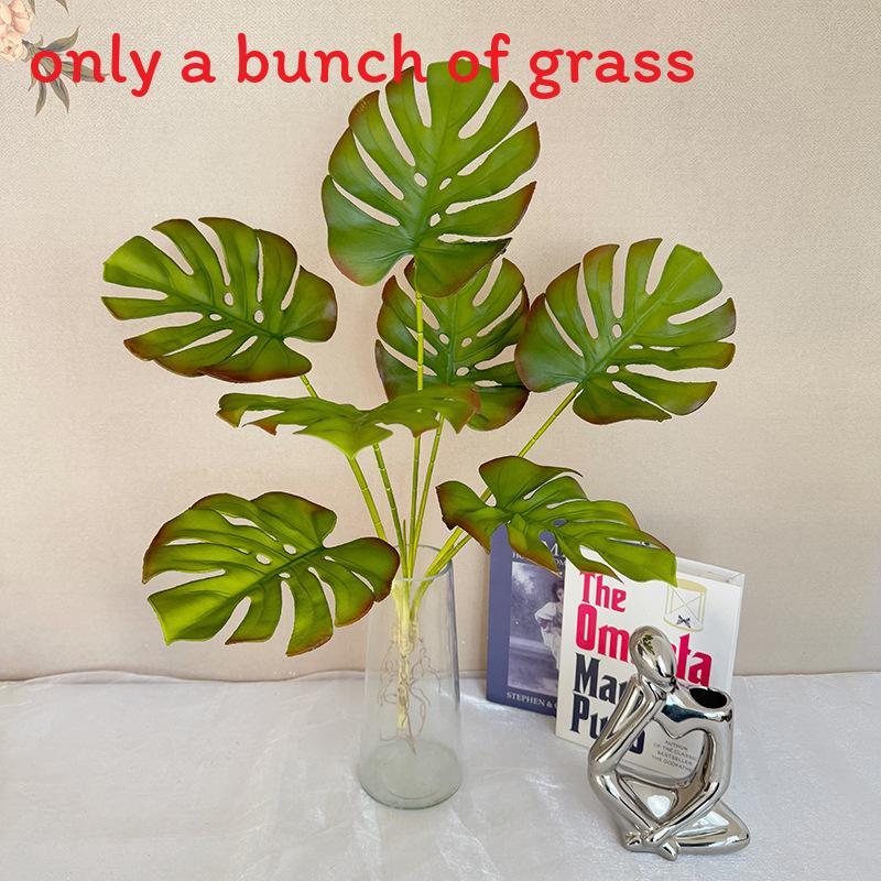 

Artificial Green Plant Home Decor With Soft Silicone Leaves For Wedding And Photography Props Red Edges