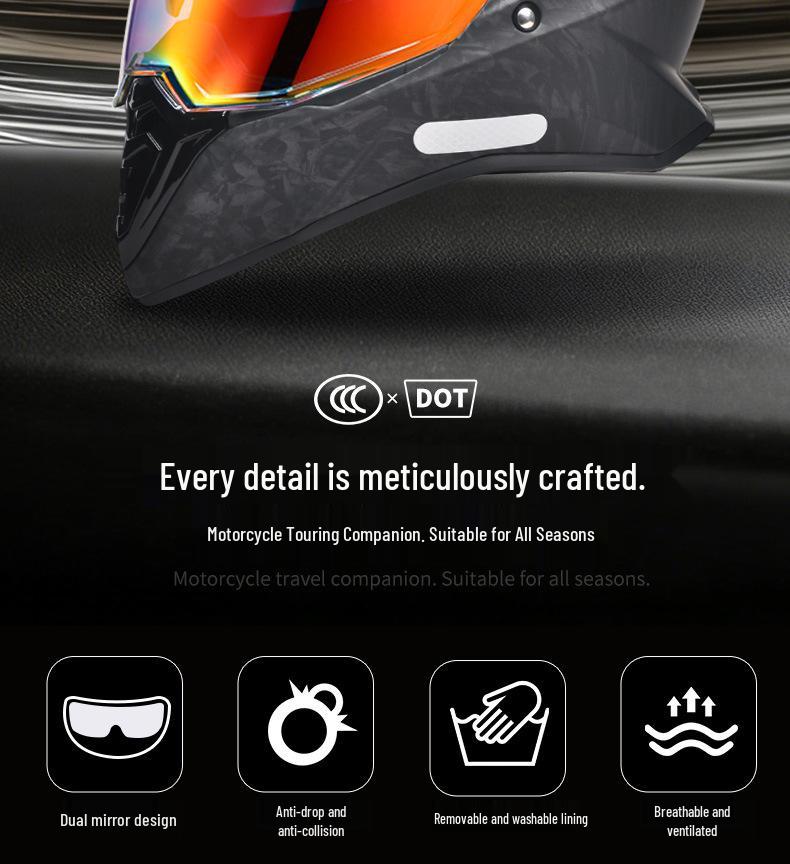 3C Certified Unisex Full Face Motorcycle Helmet with Double Visor for Touring and Off-Road