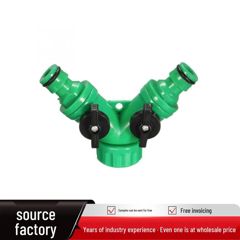 Quick Water Hose Splitter: Universal Two-Nipple Adapter for Garden and Greenhouse Irrigation