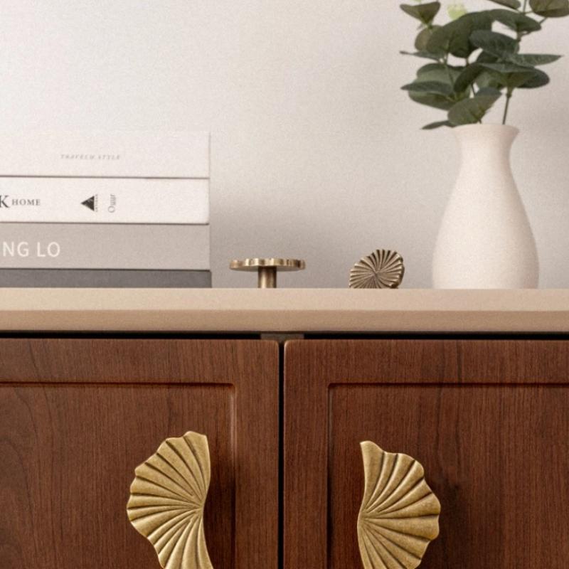 Brass Retro Lotus Leaf Electroplated Drawer Doors Kitchen Cabinets Bathroom Vanity Cabinets Knobs Antique Brass Hardware Handles
