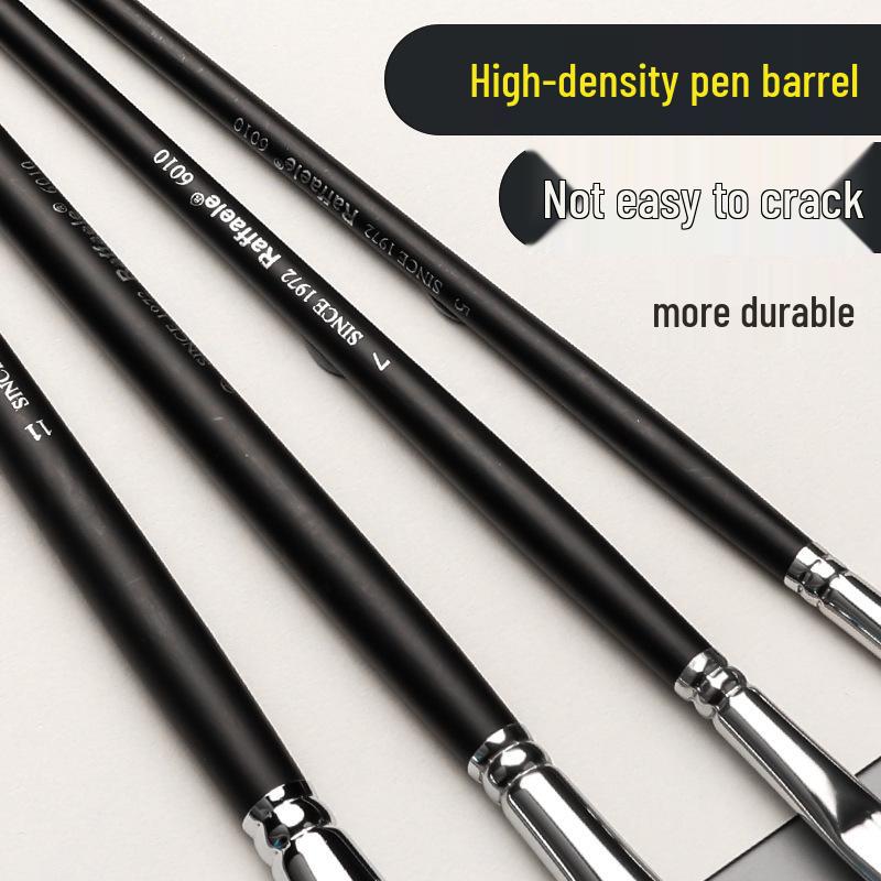 12-Piece Hog Bristle Oil Paint Brushes, Black Handles + 6-Piece Nylon Acrylic, Gouache, Watercolor Flat Brushes for Beginners