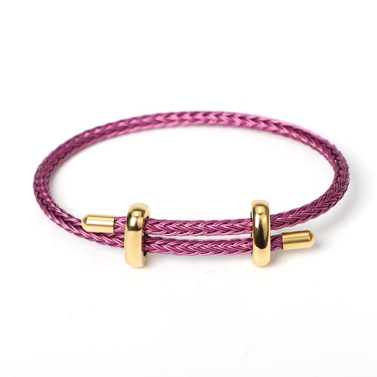 Simple Style DIY Bracelet With Clasp Fashion Stainless Steel Fastener Clasp Bracelet Adjustable Rope Bracelet