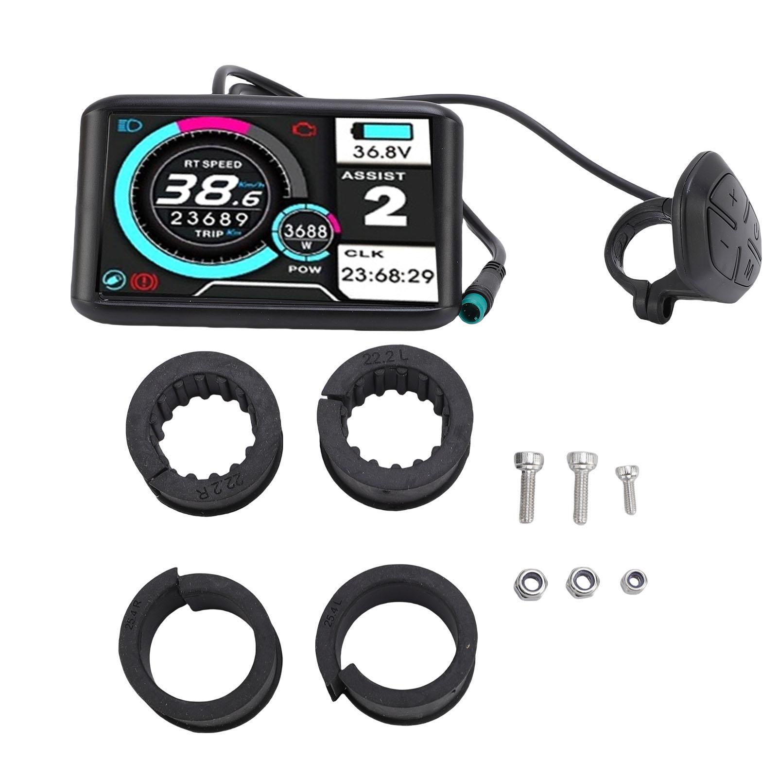 Igeteck Electric Bike Display Meter Color Screen Lcd Panel For 22.2Mm Handlebar Bicycle Scooter 5 Cores Water Proof Cable