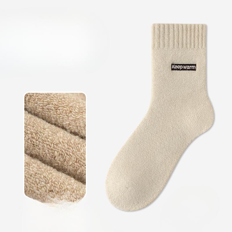 Men's New Autumn and Winter Products Add Velvet and Thick Warm Heating Wool Ring Wool Tube Socks