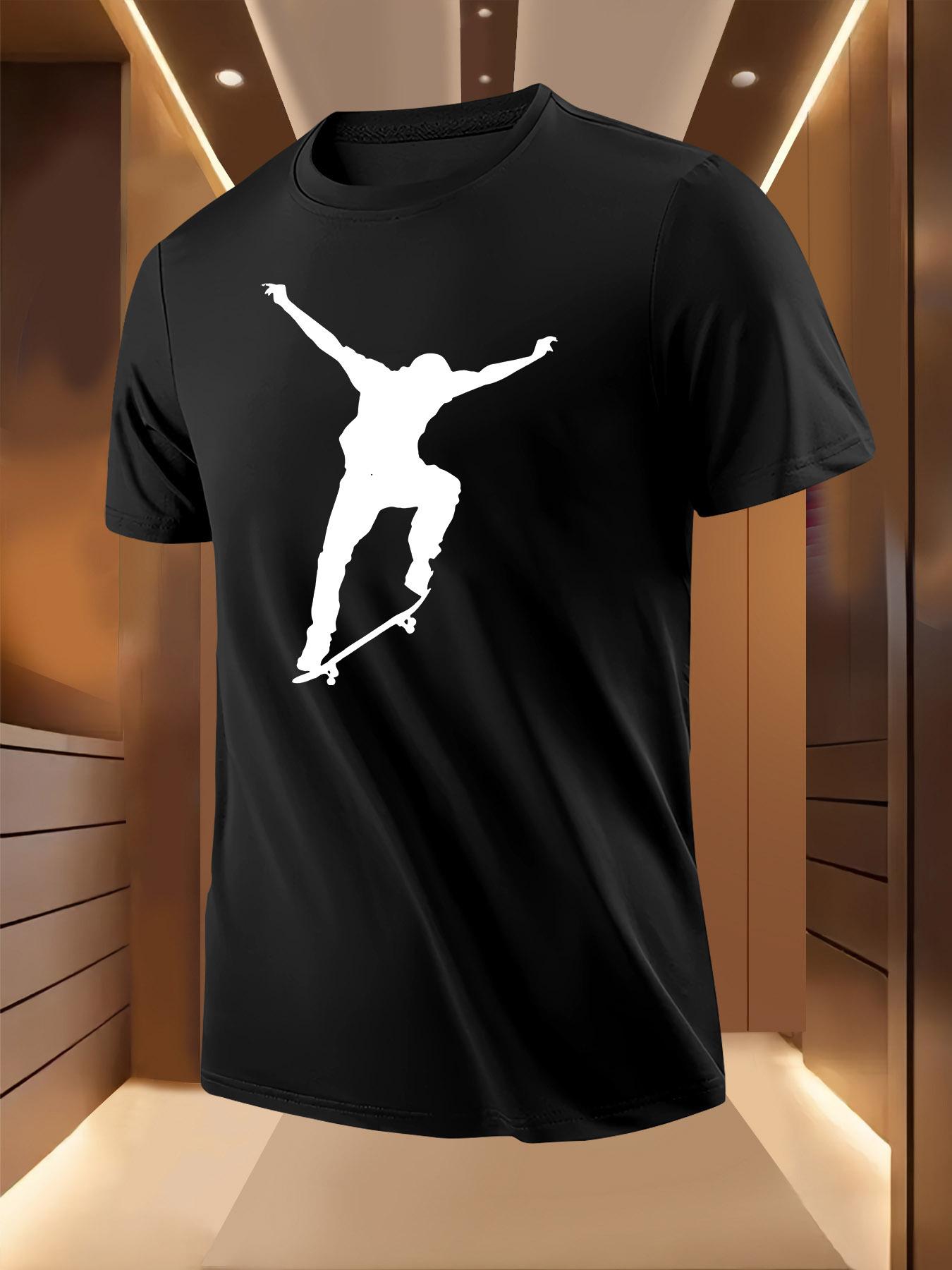 Light Yellow Skateboarder Mid-Air Trick Graphic Tshirt - ... S