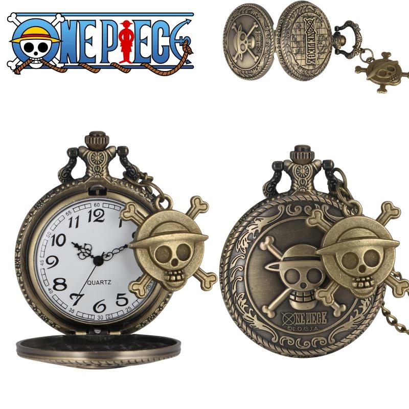 Anime One Piece Luffy Quarz Taschenuhr Retro Design Mit Prominentem Logo Perfektes Geschenk Für Fans Leicht Und Tragbar Multifunktional