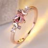 Female Cute Small Moon Ring Elegant Pink Crystal Heart Stone Rings For Women Vintage Rose Gold Color Wedding Band Bridal