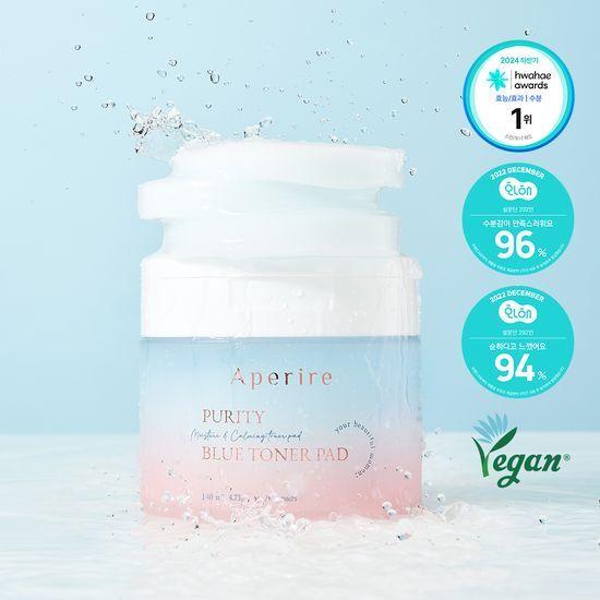 Moisture Soothing Aperire Pure Blue Glacier Water Toner Pads 70 Sheets