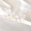 White Resin Flower Shape With Zircon Earrings for Women Stainless Steel Transparent Earrings Elegant Jewelry Gift