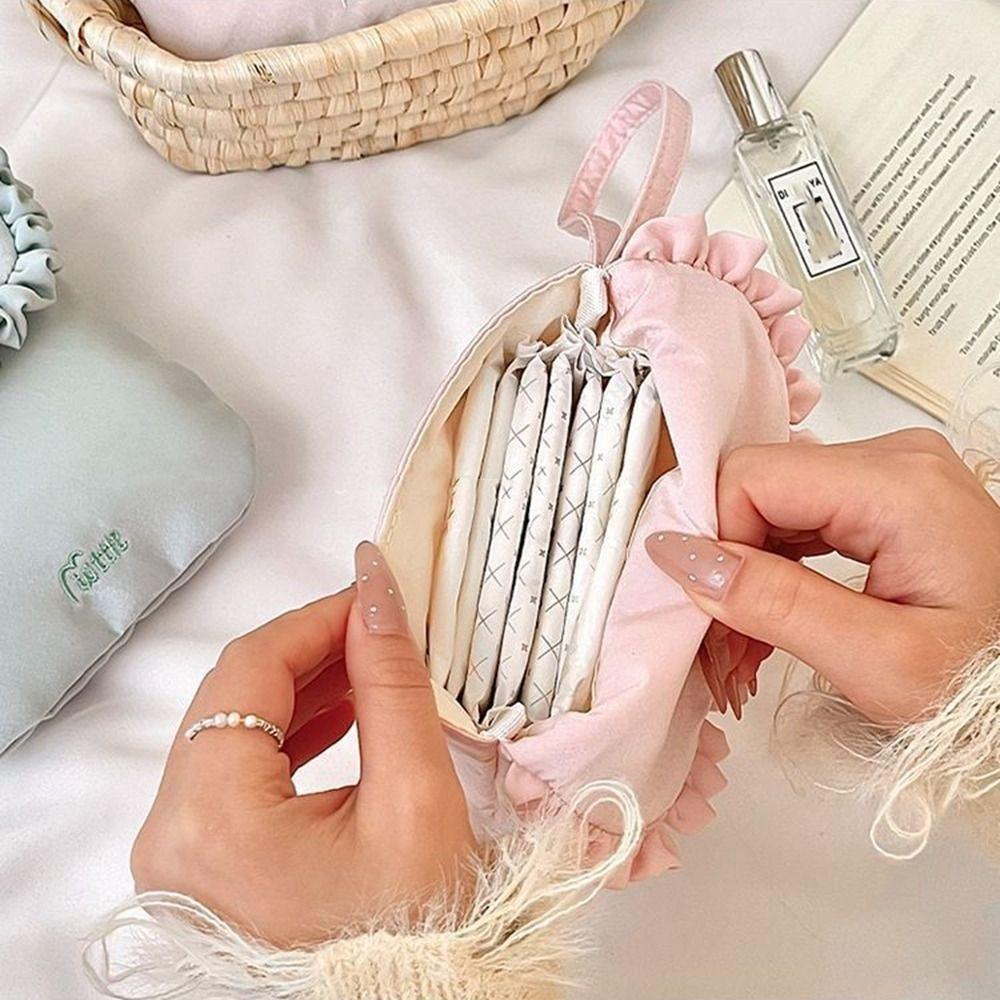 Cotton Cloth Mini Cosmetic Bag Bowknot Bow Makeup Bag Creative Sanitary Napkin Storage Bag  Travel
