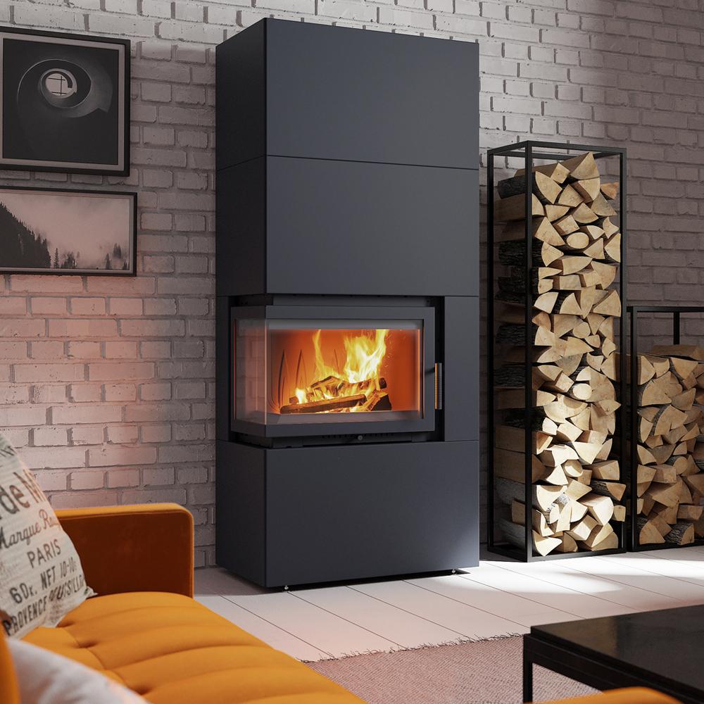 Modular Fireplace Box 8 kW Ø 200 Black