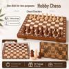 2-in-1 Wooden Folding Magnetic Chess & Checkers Board Game - Portable Tabletop Puzzle Toy